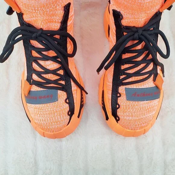 Wang Damson Pull On Platform Hidden Wedge Sock Sneakers Orange 🍊 NIB - Picture 10 of 13